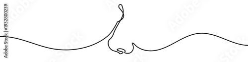 Human nose in one line art style. Nose drawing with editable black stroke