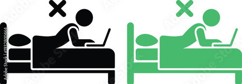 Comparing healthy and unhealthy late-night laptop usage habits in bed.