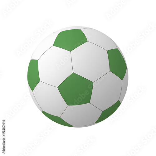 Green and white soccer ball sports football isolated on a transparent background