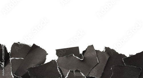 Ripped black paper edge isolate for design mockups and textured layouts