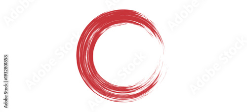 Circle brush stroke vector isolated on white background. Red enso zen circle brush stroke. For stamp, seal, ink and paintbrush design template. Grunge hand drawn circle shape, vector illustration