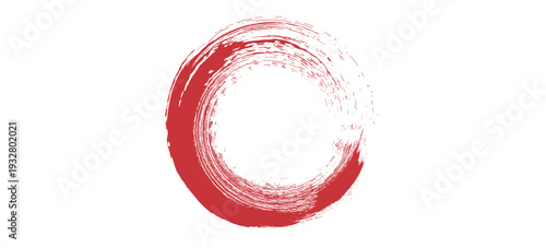 Circle brush stroke vector isolated on white background. Red enso zen circle brush stroke. For stamp, seal, ink and paintbrush design template. Grunge hand drawn circle shape, vector illustration