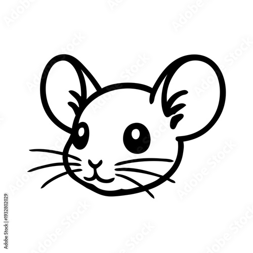 Dibujo sencillo con líneas de la cabeza de un ratón simpático