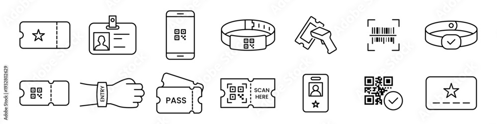 Fototapeta premium event pass, ticket icons. Event, sports or cinema, concert entry pass design. vector