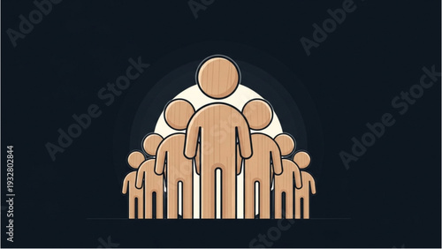 Group of people standing together in unity and solidarity, viewed from the front