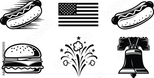 American food and symbols illustration