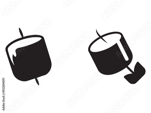 Two black marshmallow toasting on skewers over campfire  perfect for smores or camping snacks