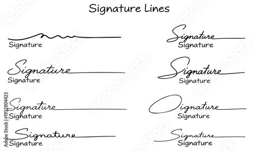 Collection of handwritten signature lines and blanks for signing documents