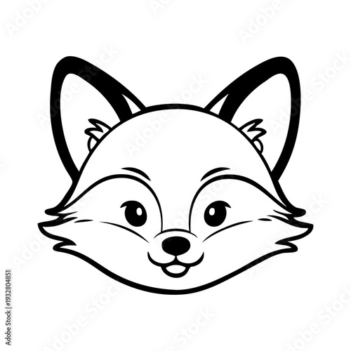 Dibujo sencillo con líneas de la cabeza de un cachorro de zorro simpático 