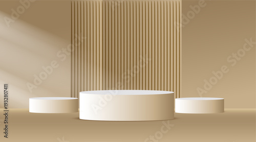 3D Podium studio background with soft spotlight shadow and reflective floor