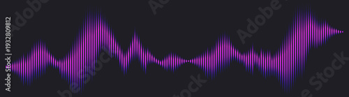 Sound wave abstract background. Neon purple audio waveform on dark backdrop. Modern music visualization concept