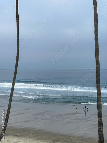 Breathtaking scenic and landscape view of coastline of Californian OC landscape scenery with vegetation and cliffs and beautiful bays overlooking ocean and coast in California on sunny day blue sky