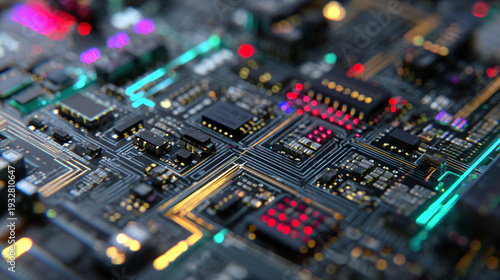 silicon wafer close up under microscope showing microchip circuits advanced semiconductor fabrication process photolithography etching high tech microelectronics futuristic