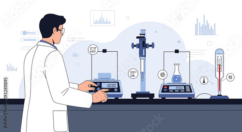 Scientist working in laboratory with scientific equipment, research and analysis