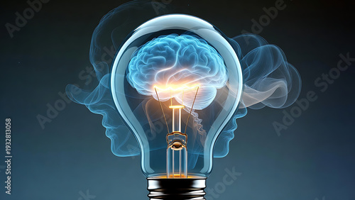 Wallpaper Mural Light bulb with glowing brain inside symbolizing innovation and insight featuring creativity, idea, inspiration with intelligence and thought Torontodigital.ca