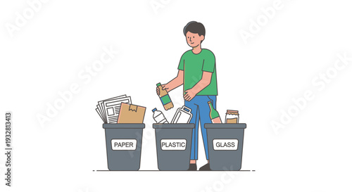 Man throwing away plastic bottle recycling.