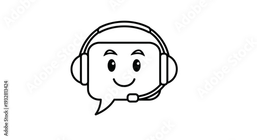 Smiling cartoon customer service agent face.