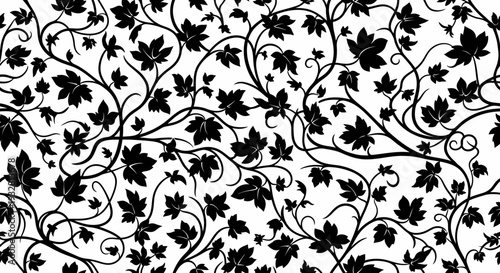 Black Maple Leaf Pattern Design.