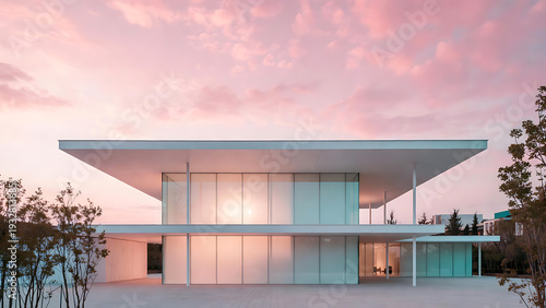 Wallpaper Mural House modern architecture with glass facade and flat roof featuring contemporary, building, residence with home and minimalist elements for sleek, Torontodigital.ca