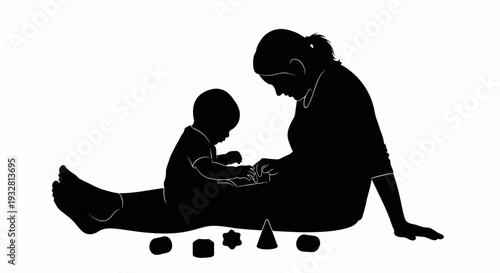 Mother Playing with Little Child.