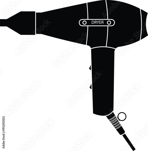 Electric hair dryer silhouette side view.