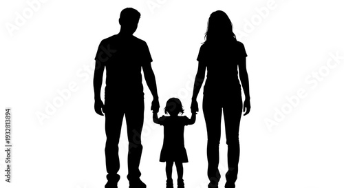 Family holding hands together outside.