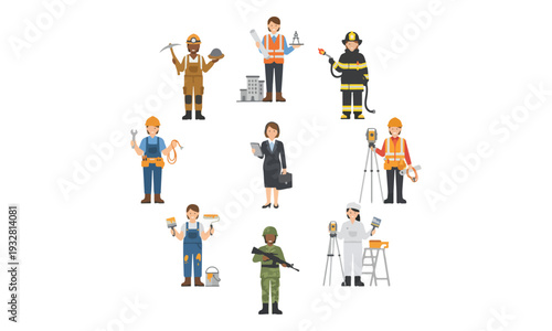 Professional Women Working in Diverse Occupations Illustration