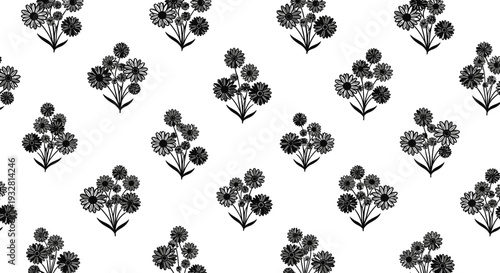 Black and white dandelion seed heads.