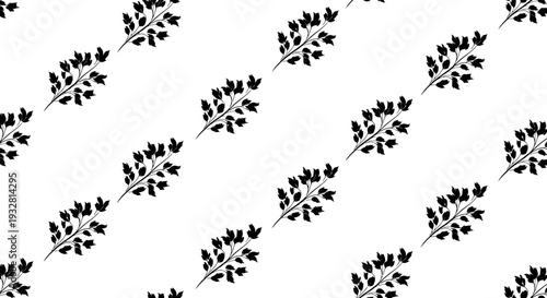 Black Laurel Leaf Pattern Design Elements.