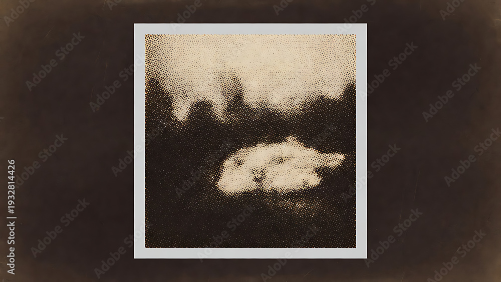 custom made wallpaper toronto digitalCloud with halftone dots against black background frame featuring white border, abstract, texture with design and graphic elements for illustration,