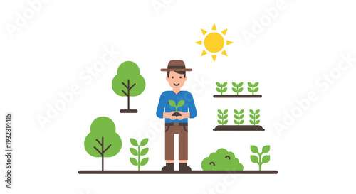 Man wearing a brown hat and blue shirt.