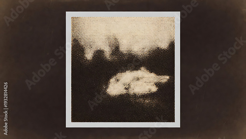 Wallpaper Mural Cloud with halftone dots against black background frame featuring white border, abstract, texture with design and graphic elements for illustration, Torontodigital.ca