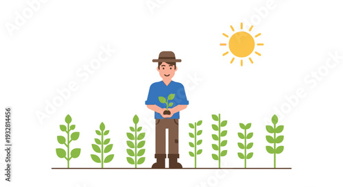 Man standing in a farm field.