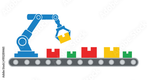 Robotic arm on assembly line.