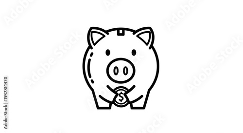 Piggy bank with coin inserted.