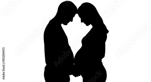 Loving Couple Silhouette Holding Hands.