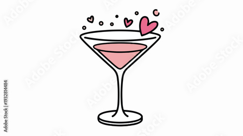 A simple cartoon illustration of a martini glass filled with pink liquid (3)_traced