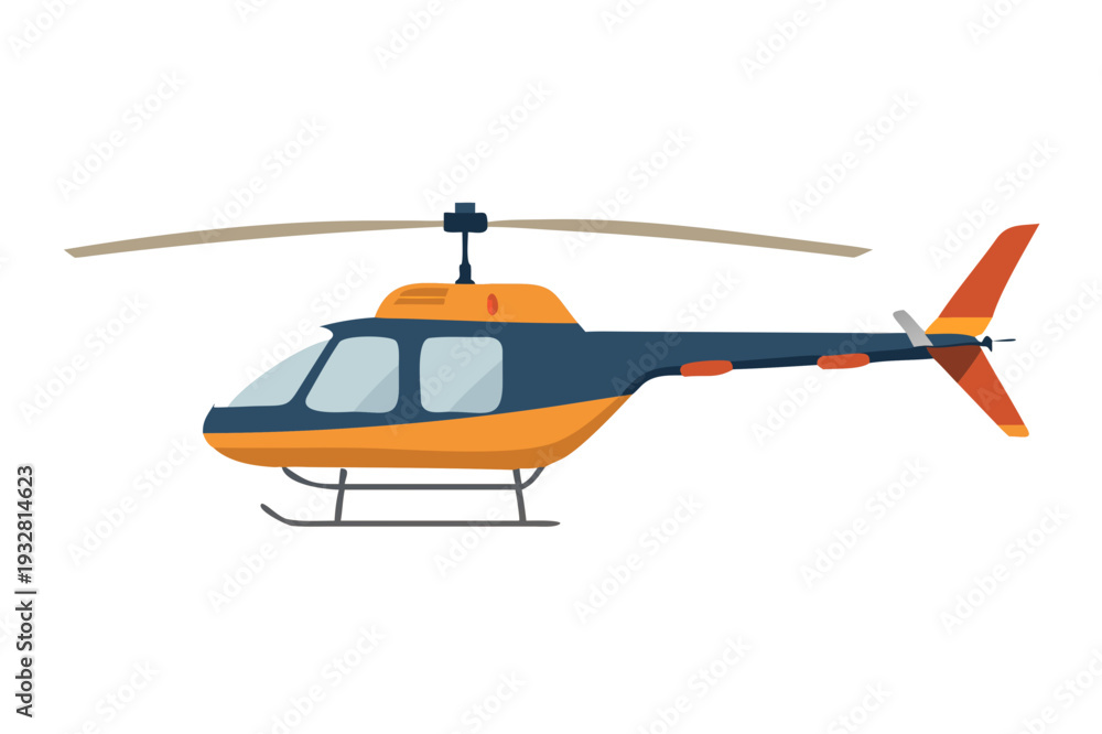 Fototapeta premium Helicopter Illustration Set: Side, Front, and Top Views on White Background 