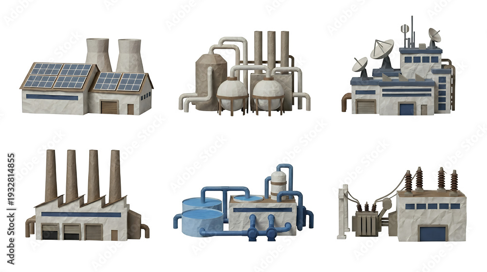 Naklejka premium Industrial factory and energy infrastructure collection.
