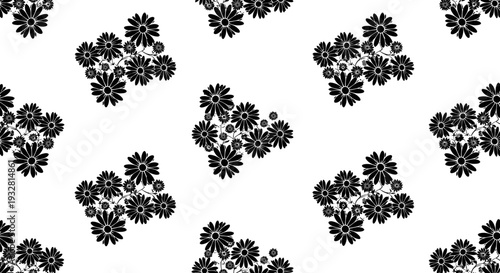 Black floral patterns on white background.