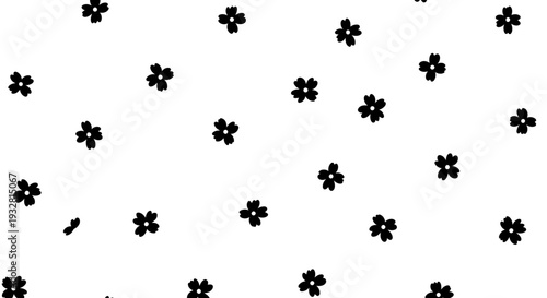 Black flowers on white background.