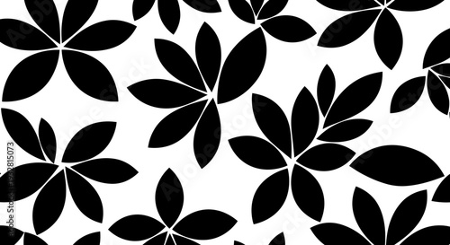Black floral pattern with leaves.