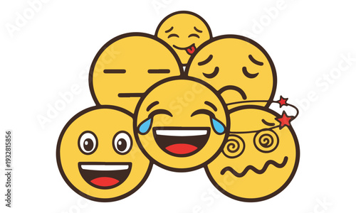 Diverse Emoji Icons Collection Expressing Various Emotions