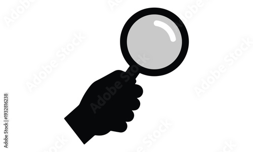 Hand Holding Magnifying Glass Icon for Search and Analysis