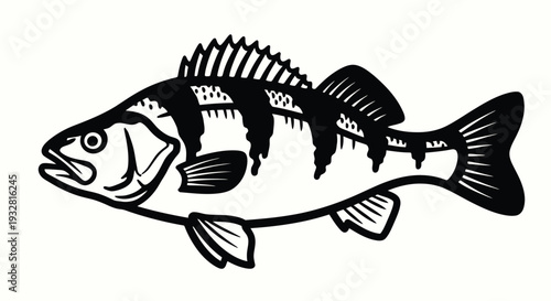 Black and white illustration of a perch on a white background