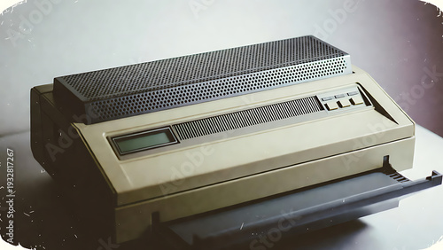 Wallpaper Mural Printer dot matrix with paper tray and control panel featuring old, retro, vintage with computer and hardware elements for peripheral, device Torontodigital.ca