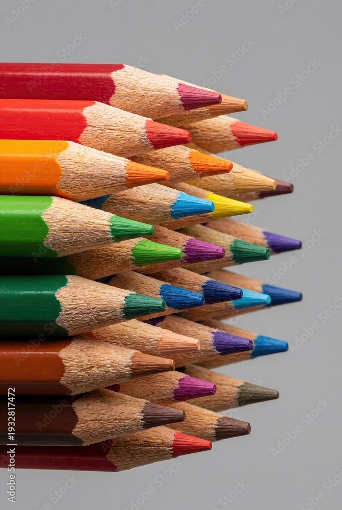 Obraz premium Colored Pencils Close-Up Representing Creativity and Diversity
