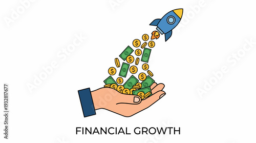 Hand‑Pitched Rocket Embracing Green Currency Amid Clean White Canvas