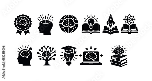 Brainstorming, innovation line icon set. Ideas, creative thinking outline collection