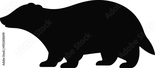 Bear silhouette isolated on white background, wild forest animal side view, black vector illustration icon symbolizing wildlife, strength and nature concept.